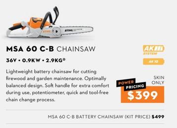 Chainsaw offers at $399 in Stihl