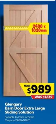 Glengary - Barn Door Extra Large Sliding Solution Suitable To Paint Or Stain offers at $989 in Doors Plus