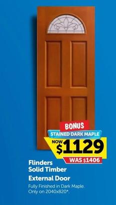 Flinders Solid Timber External Door offers at $1129 in Doors Plus