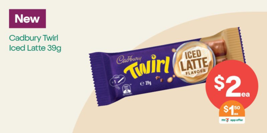 Cadbury Twirl Iced Latte 39g offers at $2 in 7 Eleven