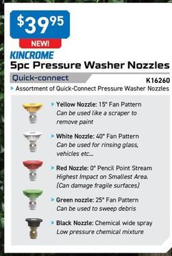 Kincrome - 5pc Pressure Washer Nozzles offers at $39.95 in Kincrome