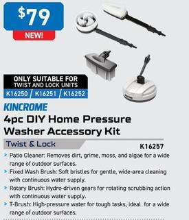 Kincrome - 4pc Diy Home Pressure Washer Accessory Kit offers at $79 in Kincrome
