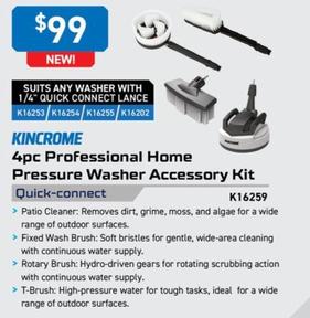 Kincrome - 4pc Professional Home Pressure Washer Accessory Kit offers at $99 in Kincrome