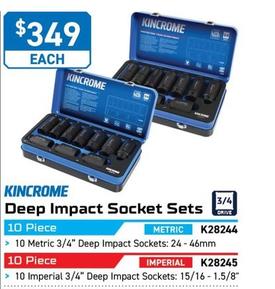 Kincrome - Deep Impact Socket Sets 10 Piece offers at $349 in Kincrome