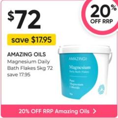 Amazing Oils - Magnesium Daily Bath Flakes 5kg offers at $72 in Super Pharmacy