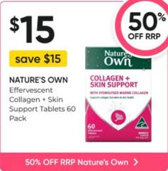 Nature's Own - Effervescent Collagen + Skin Support Tablets 60 Pack offers at $15 in Super Pharmacy