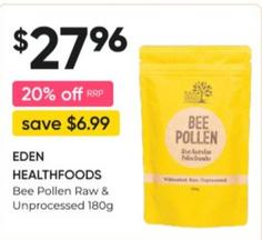 Eden Healthfoods - Bee Pollen Raw & Unprocessed 180g offers at $27.96 in Super Pharmacy