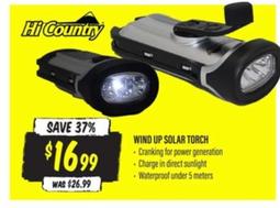 Hi Country - Wind Up Solar Torch offers at $16.99 in Aussie Disposals