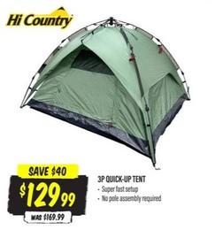 Hi Country - 3p Quick Up Tent offers at $129.99 in Aussie Disposals