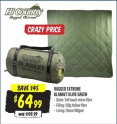 Hi Country - Rugged Extreme Blanket Olive Green offers at $64.99 in Aussie Disposals