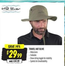 Wild River - Travel Hat Olive offers at $29.99 in Aussie Disposals