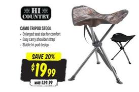 Hi Country - Camo Tripod Stool  offers at $19.99 in Aussie Disposals