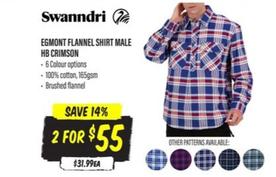 Swanndri - Egmont Flannel Shirt Male HB Crimson offers at $55 in Aussie Disposals