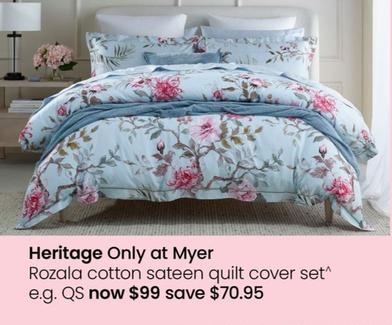 Heritage - Rozala Cotton Sateen Quilt Cover Set offers at $99 in Myer