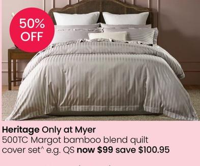 Heritage - 500TC Margot Bamboo Blend Quilt Cover Set offers at $99 in Myer