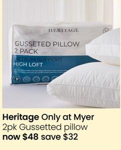 Heritage - 2pk Gussetted Pillow offers at $48 in Myer