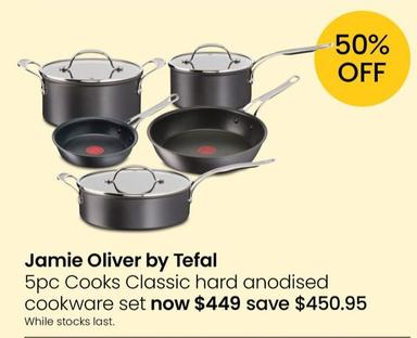 Jamie Oliver by Tefal - 5pc Cooks Classic Hard Anodised Cookware Set offers at $449 in Myer