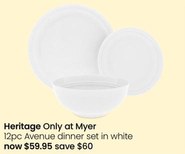 Heritage - 12pc Avenue Dinner Set in White offers at $59.95 in Myer