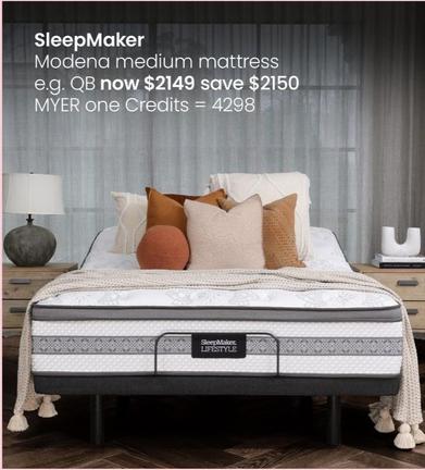 SleepMaker - Modena Medium Mattress offers at $2149 in Myer