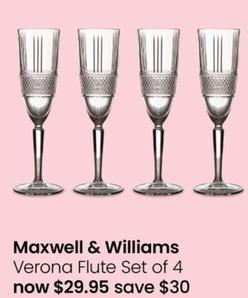 Maxwell & Williams - Verona Flute Set of 4 offers at $29.95 in Myer