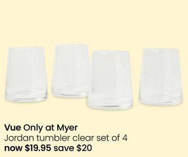Vue - Jordan Tumbler Clear Set of 4 offers at $19.95 in Myer