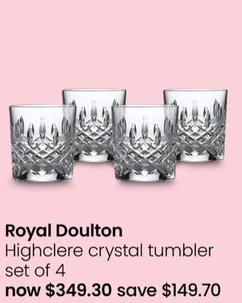 Royal Doulton - Highclere Crystal Tumbler Set of 4 offers at $349.3 in Myer