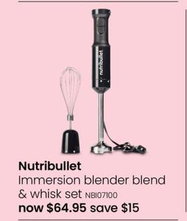 Nutribullet - Immersion Blender Blend & Whisk Set offers at $64.95 in Myer