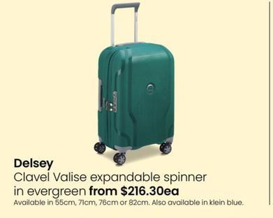 Delsey - Clavel Valise Expandable Cabin Spinner in Evergreen offers at $216.3 in Myer