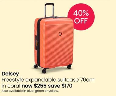 Delsey - Freestyle Expandable Suitcase 76cm in Coral offers at $255 in Myer