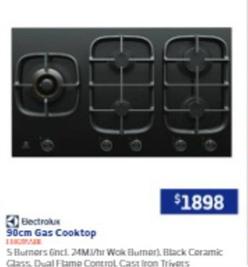 Electrolux - 90cm Gas Cooktop offers at $1898 in Retravision