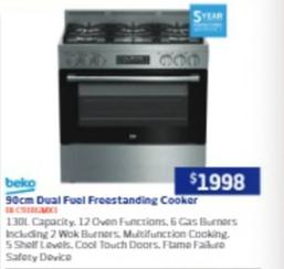 Beko - 90cm Dual Fuel Freestanding Cooker offers at $1998 in Retravision