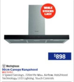 Westinghouse - 90cm Canopy Rangehood offers at $898 in Retravision