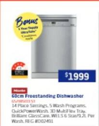 Miele - 60cm Freestanding Dishwasher offers at $1999 in Retravision