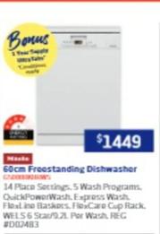Miele - 60cm Freestanding Dishwasher offers at $1449 in Retravision