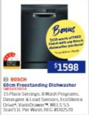 Bosch - 60cm Freestanding Dishwasher offers at $1598 in Retravision