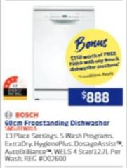 Bosch - 60cm Freestanding Dishwasher offers at $888 in Retravision