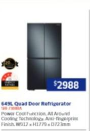 Samsung - 649L Quad Door Refrigerator offers at $2988 in Retravision