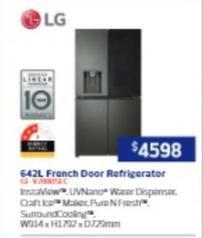 Lg - 642L French Door Refrigerator offers at $4598 in Retravision