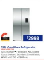 Fisher & Paykel - 538L Quad Door Refrigerator offers at $2998 in Retravision