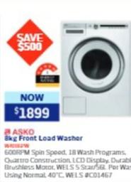 Asko - 8kg Front Load Washer offers at $1899 in Retravision