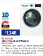 Bosch - 10kg Front Load Washer offers at $1148 in Retravision