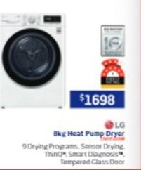Lg - 8kg Heat Pump Dryer offers at $1698 in Retravision