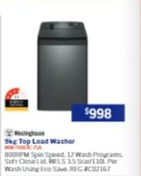 Westinghouse - 9kg Top Load Washer offers at $998 in Retravision