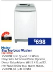 Haier - 8kg Top Load Washer offers at $698 in Retravision