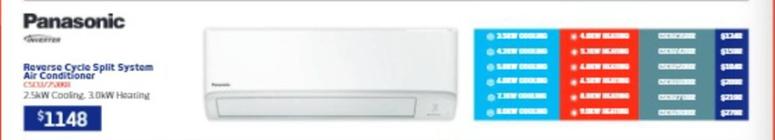 Panasonic - Reverse Cycle Split System Air Conditioner offers at $1148 in Retravision