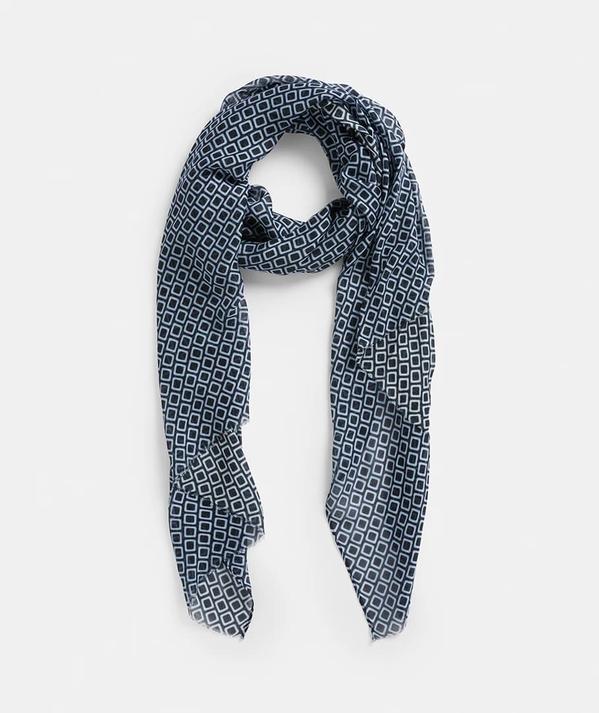 BLUE SQUARE GEO PRINT SCARF offers at $29.95 in Sussan