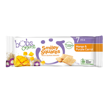 Bubs® Organic Smiley Squares Mango and Purple Carrot offers at $2 in Bubs Baby Shop