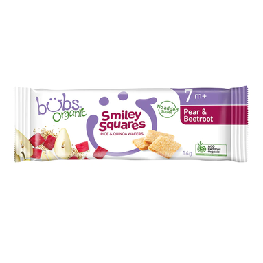 Bubs® Organic Smiley Squares Pear and Beetroot offers at $2 in Bubs Baby Shop