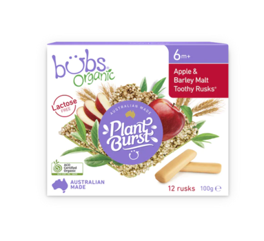 Bubs® Organic Apple + Barley Lactose Free Toothy Rusk offers at $4.4 in Bubs Baby Shop