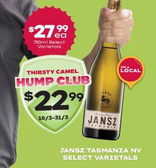 Jansz - Tasmania Nv Select Varietals offers at $27.99 in Thirsty Camel